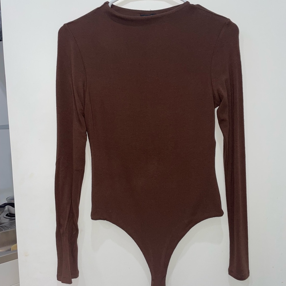 Naked Wardrobe Brown Long Sleeve Body Suit